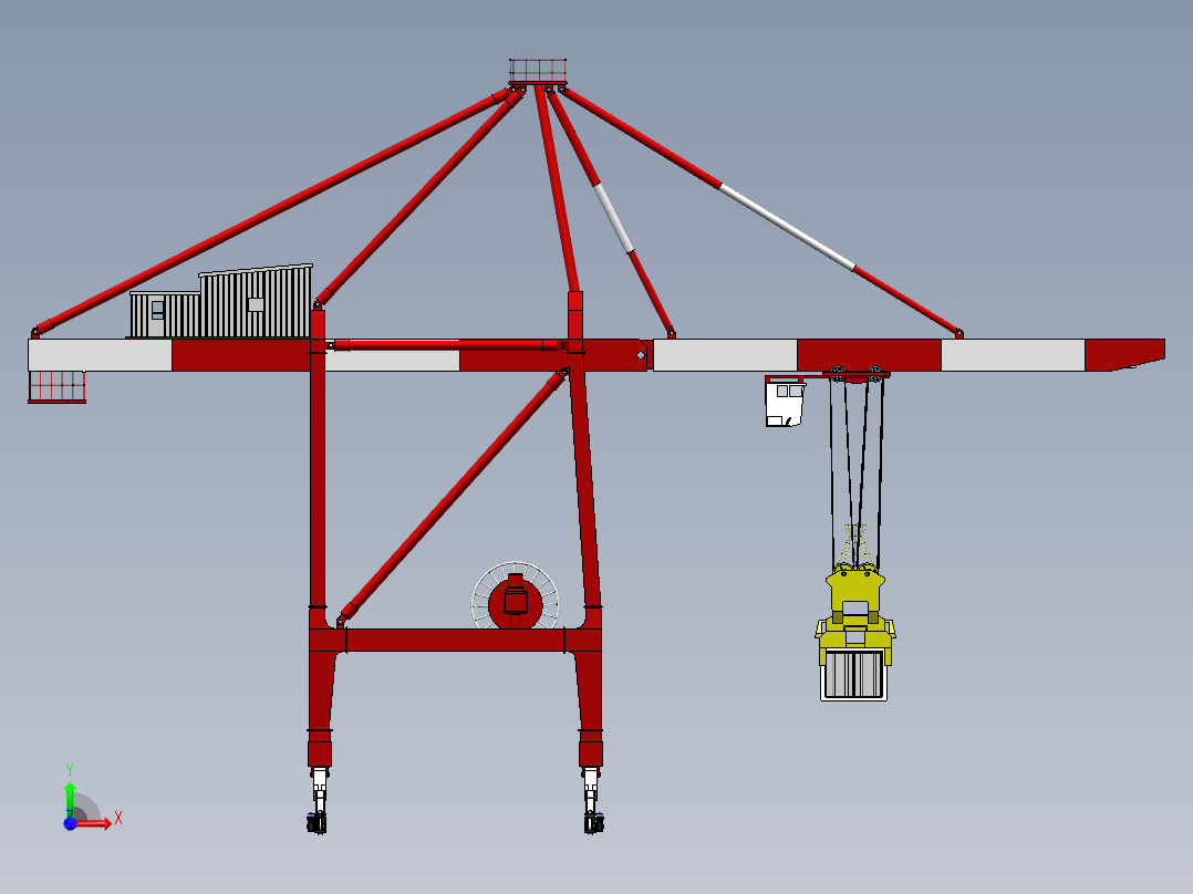 集装箱起重机3D数模图纸 Solidworks设计前视图