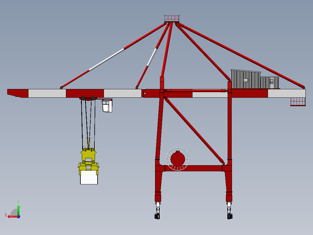 集装箱起重机3D数模图纸 Solidworks设计后视图