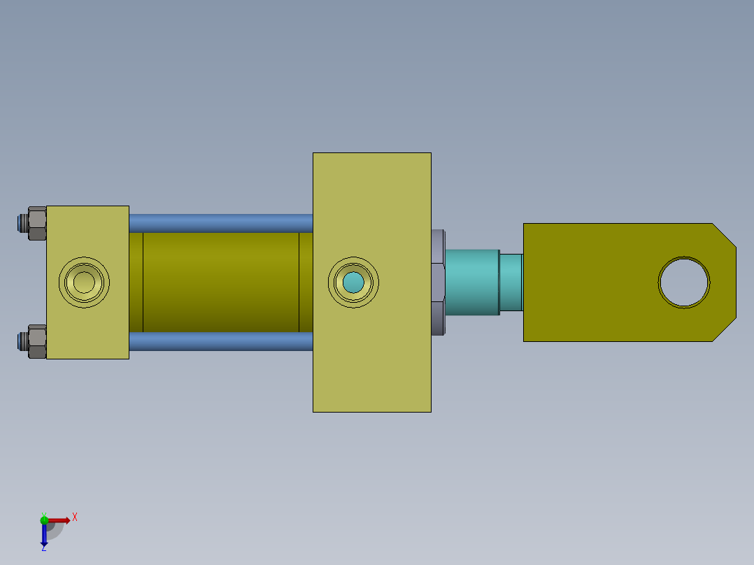 A0002802-拉杆液压缸 (DANIELI) ( 精整区尾部剪切机) 40x28x45 毫米俯视图