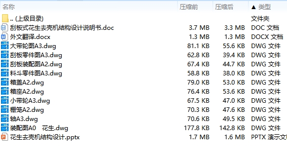 刮板式花生去壳机结构设计含10张CAD图