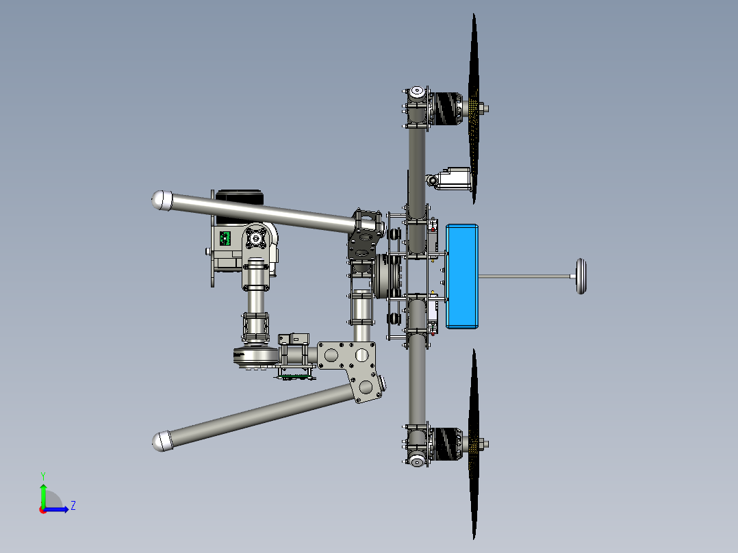X4航拍四轴无人机模型3D图纸左视图