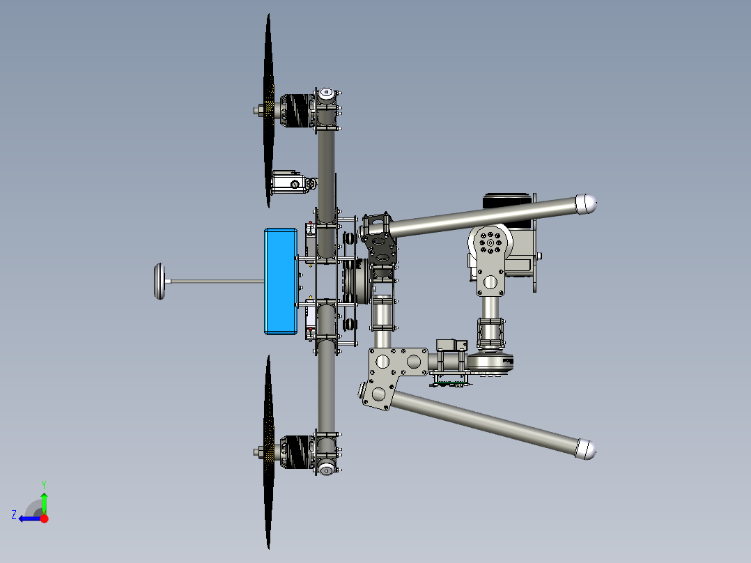 X4航拍四轴无人机模型3D图纸右视图