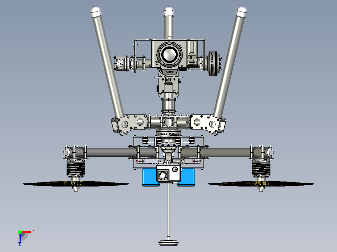 X4航拍四轴无人机模型3D图纸俯视图