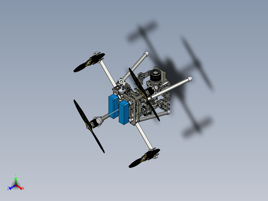 X4航拍四轴无人机模型3D图纸正等轴测图