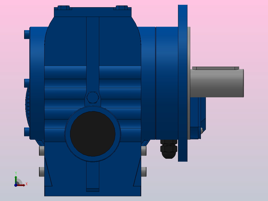 SF77法兰轴伸式安装斜齿-蜗轮蜗杆减速机SF77-YV2.2-4P-27.75-M1-0°-A前视图