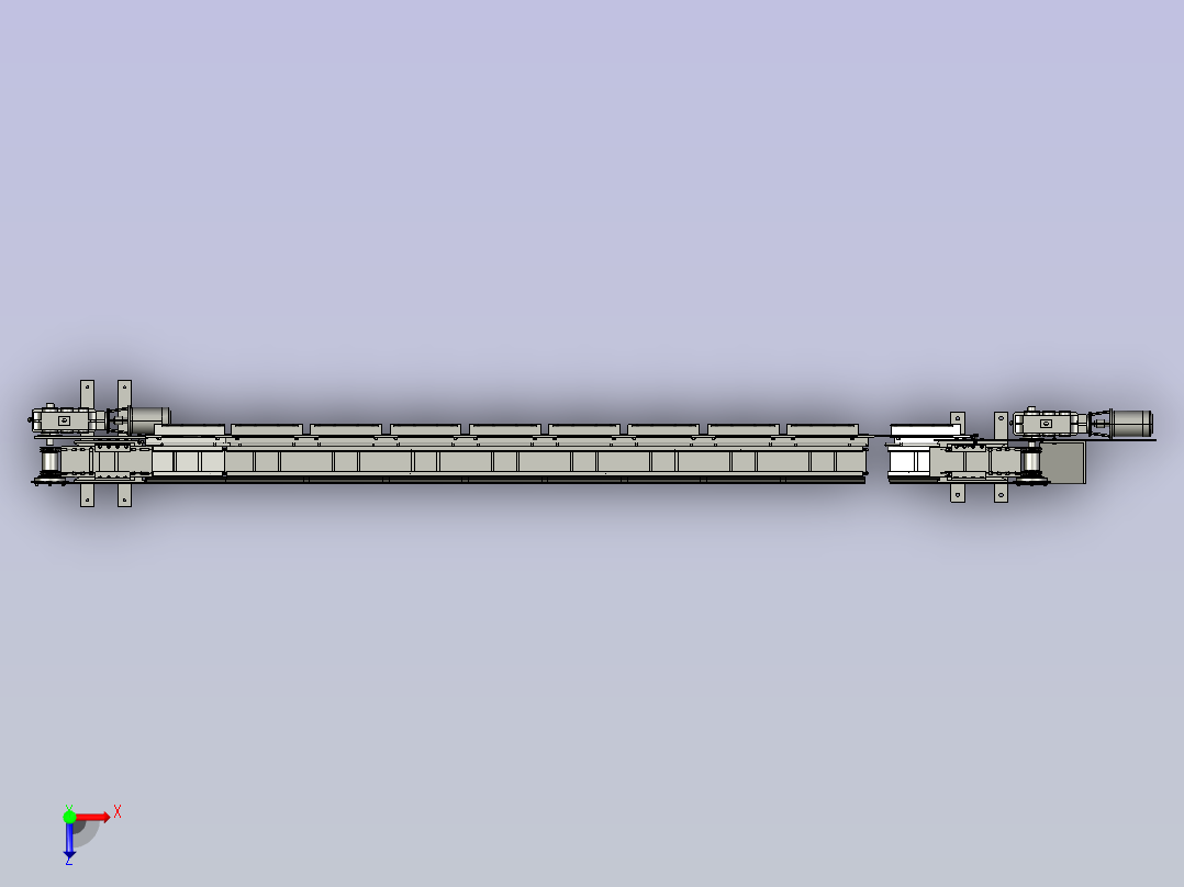 SGZ-800 1050刮板输送机设计+SolidWorks三维模型俯视图