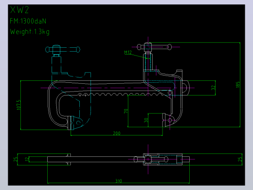 XW2规格夹钳图纸CAD