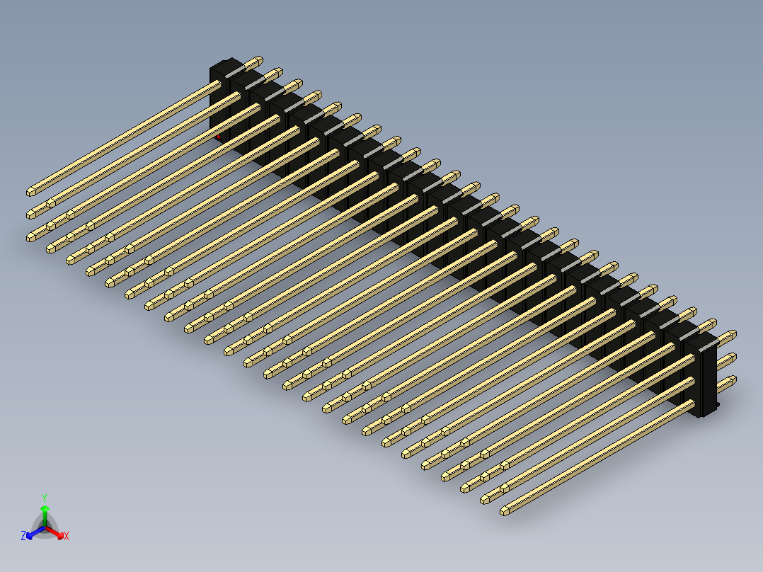 彩色公头100mil（2.54mm）系列-DS1021_black_3x25p_100mil_Type43_rev1.0主视图