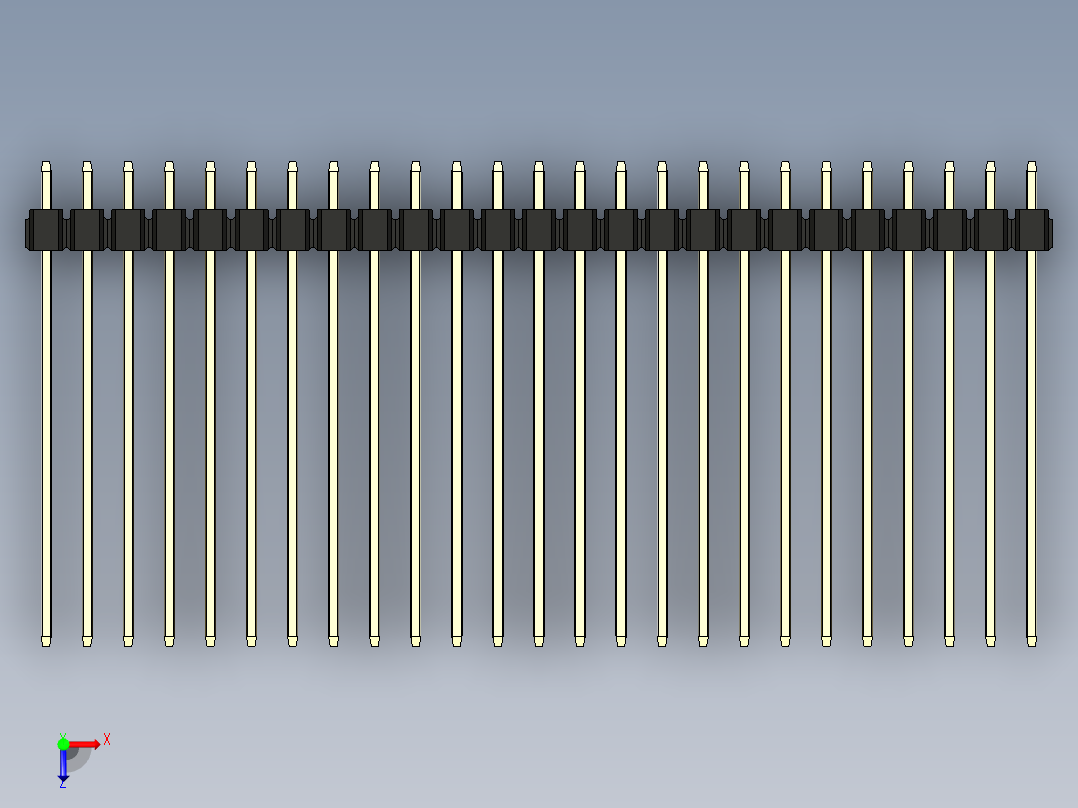 彩色公头100mil（2.54mm）系列-DS1021_black_3x25p_100mil_Type43_rev1.0俯视图