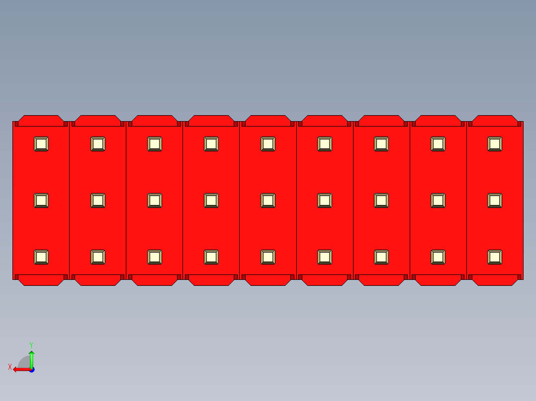 彩色公头100mil（2.54mm）系列-DS1021_red_3x09p_100mil_Type19_rev1.0后视图