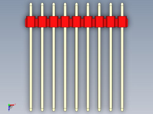 彩色公头100mil（2.54mm）系列-DS1021_red_3x09p_100mil_Type19_rev1.0俯视缩略图