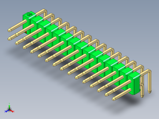 彩色公排针 100mil 2.54mm 系列-DS1022_green_2x15p_100mil_TypeD_rev1.0