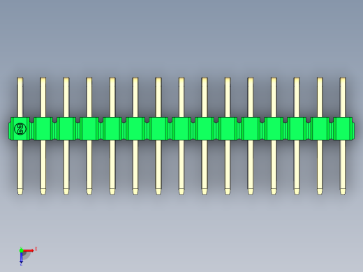 彩色公排针 100mil 2.54mm 系列-DS1022_green_2x15p_100mil_TypeD_rev1.0俯视缩略图