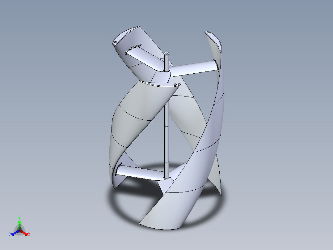 NACA0015机翼绘制出来的10英寸直径的垂直轴风力涡轮机(Vawt)