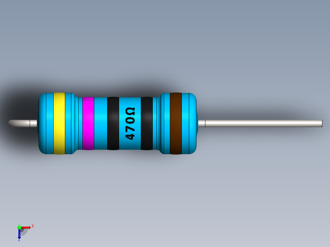 电容器 二极管 电阻器-Resistor Vertical 470 Ohm 1W俯视图