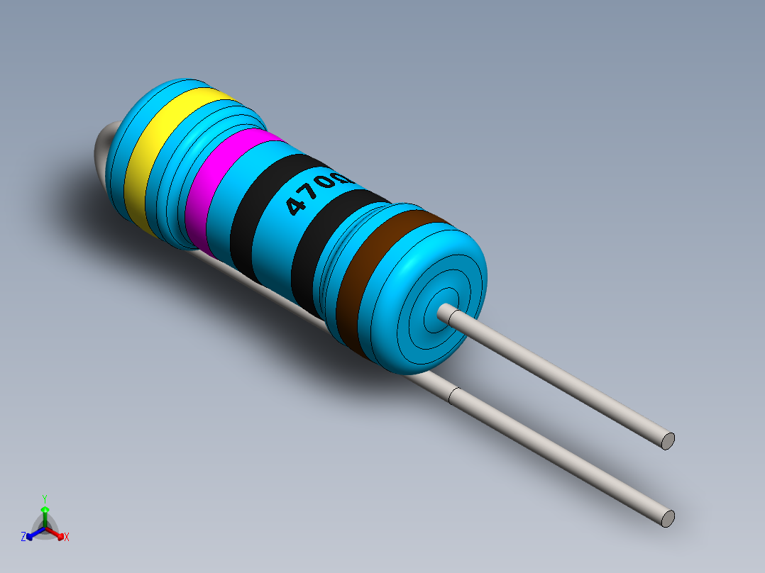 电容器 二极管 电阻器-Resistor Vertical 470 Ohm 1W正等轴测图