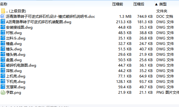 沥青路单转子可逆式碎石机设计-锤式破碎机含13张CAD图