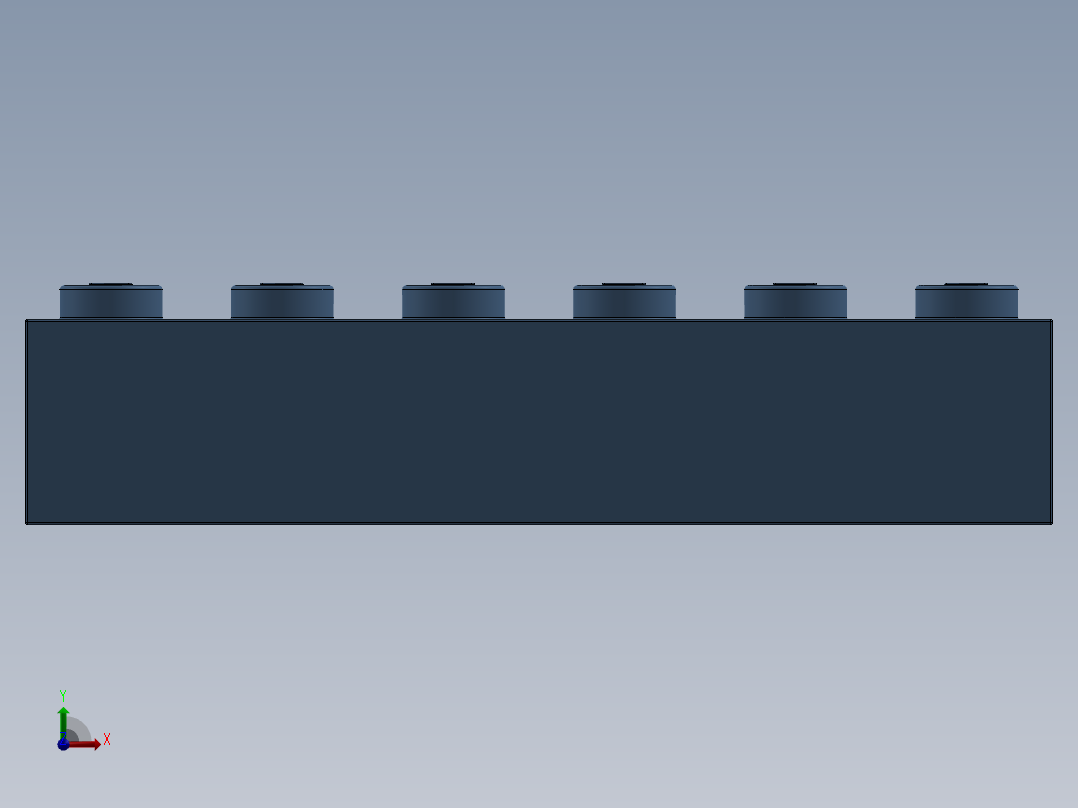 乐高套装 4421基本积木-4172684 - 3009 Medium Blue Brick 1 x 6.SLDPRT前视图