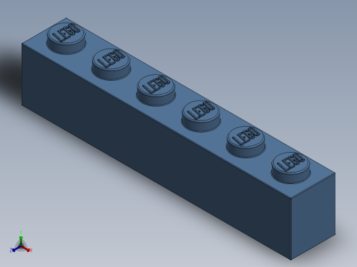 乐高套装 4421基本积木-4172684 - 3009 Medium Blue Brick 1 x 6.SLDPRT正等轴测缩略图