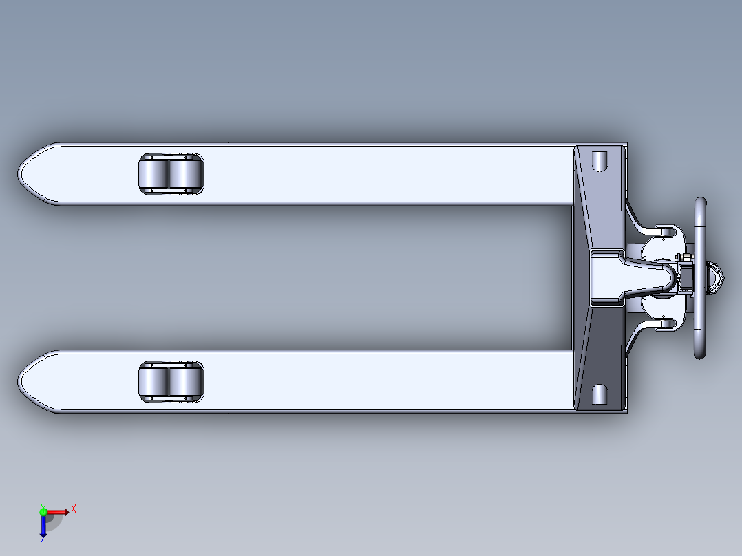 液压搬运车三维及仿真（手动叉车、地牛）俯视图