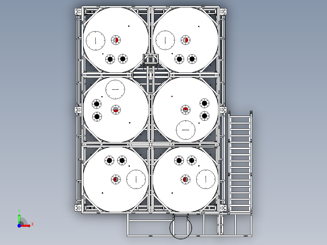 灌装机筒仓结构前视图