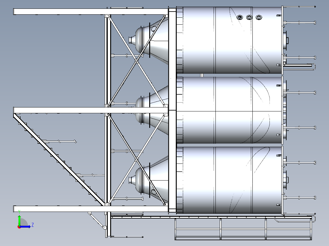 灌装机筒仓结构左视图