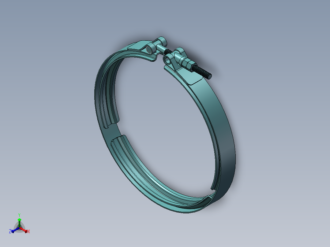 φ227双备卡箍正等轴测图