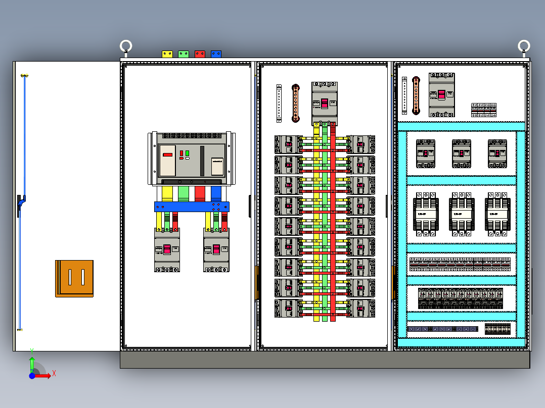 三柜组装120A交流接触器控制柜 55247前视图