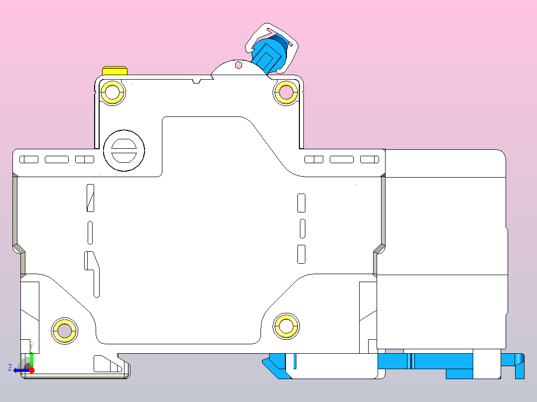 DZ158LE-125 4P剩余电流动作断路器三维模型202307右视图