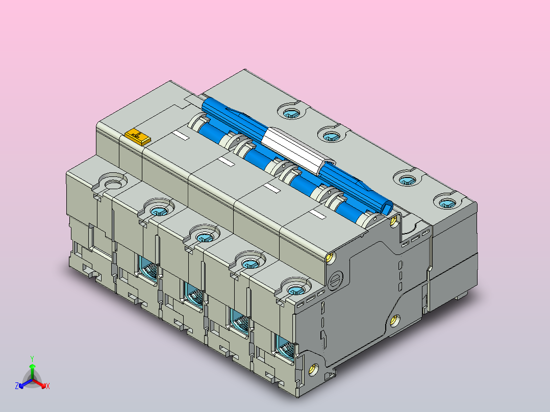 DZ158LE-125 4P剩余电流动作断路器三维模型202307正等轴测图