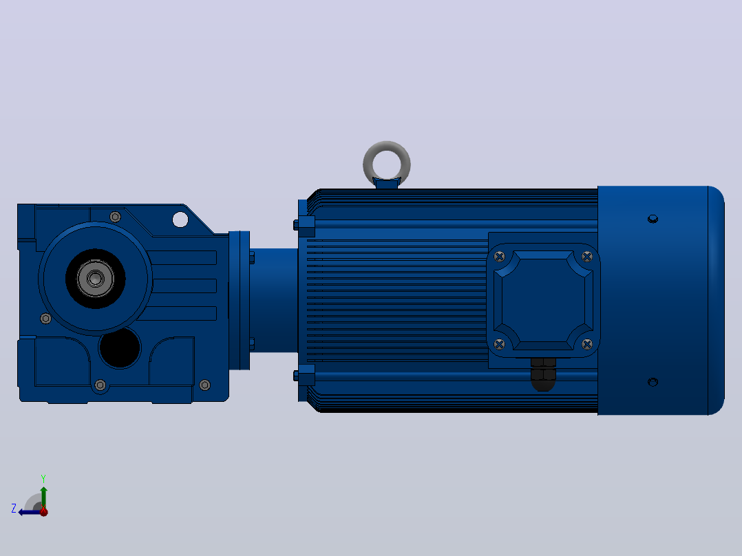 K77底脚轴伸式安装螺旋锥齿轮减速机K77-YVE11-4P-9.54-M1-0°-A右视图