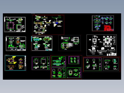 典型坐凳树池等小品设计cad详细建筑施工图
