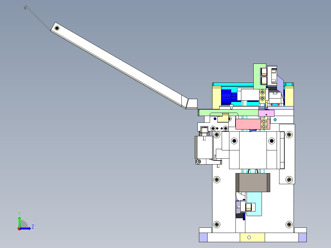 凸轮机构设计的连接器插入器左视图