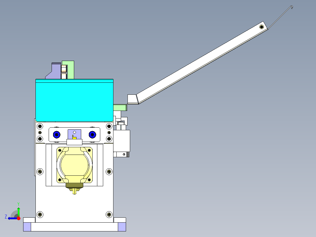 凸轮机构设计的连接器插入器右视图