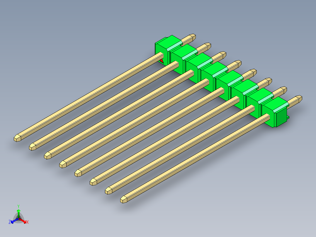 彩色公头100mil（2.54mm）系列-DS1021_green_1x08p_100mil_Type43_rev1.0主视图