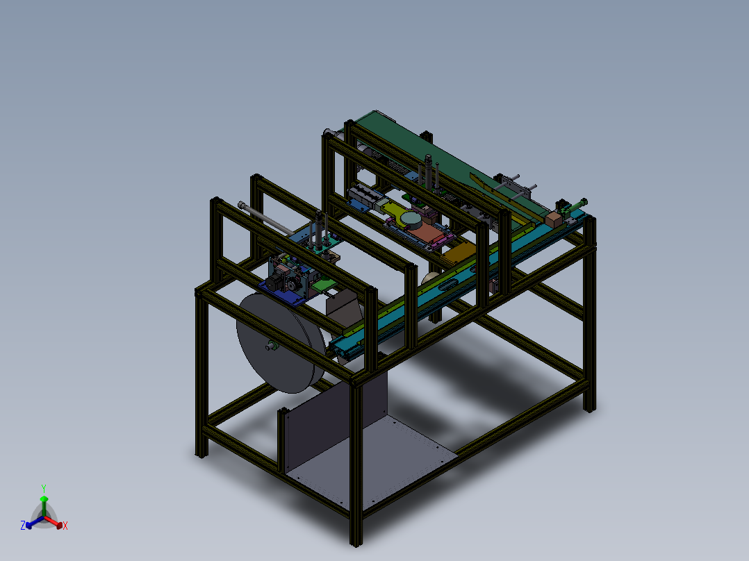 一款印刷和贴标一体机正等轴测图