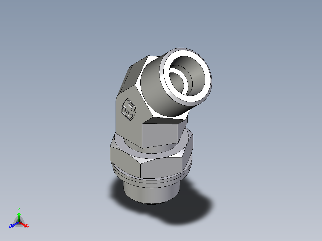 卡套式工业通用硬管接头EO_Adjustable_locknut_45_deg_elbow_VEE10SROMDCF主视图