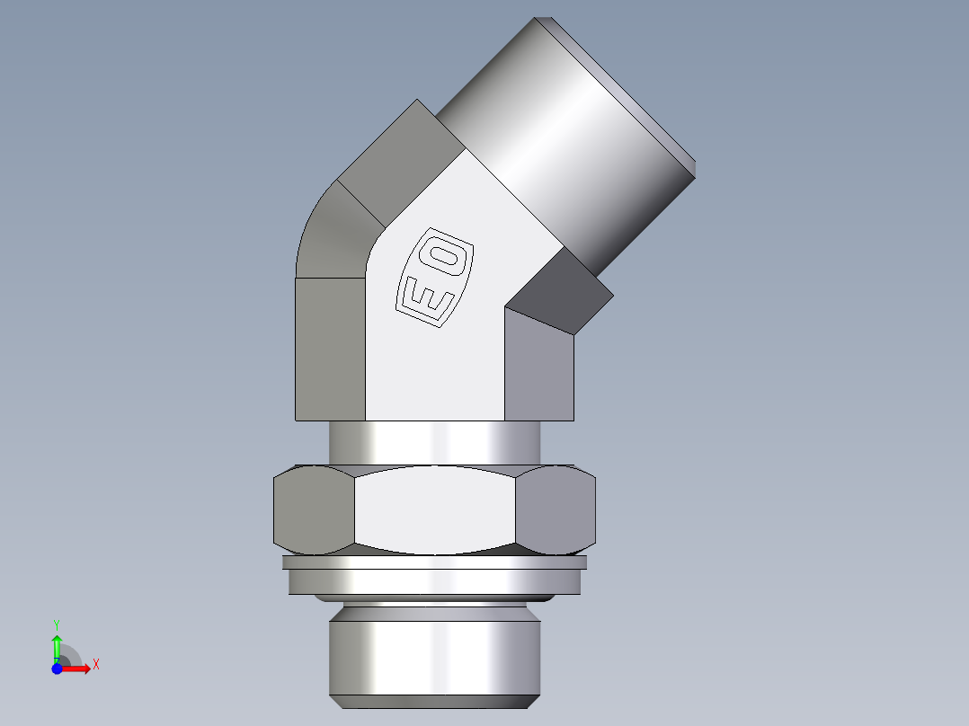 卡套式工业通用硬管接头EO_Adjustable_locknut_45_deg_elbow_VEE10SROMDCF前视图