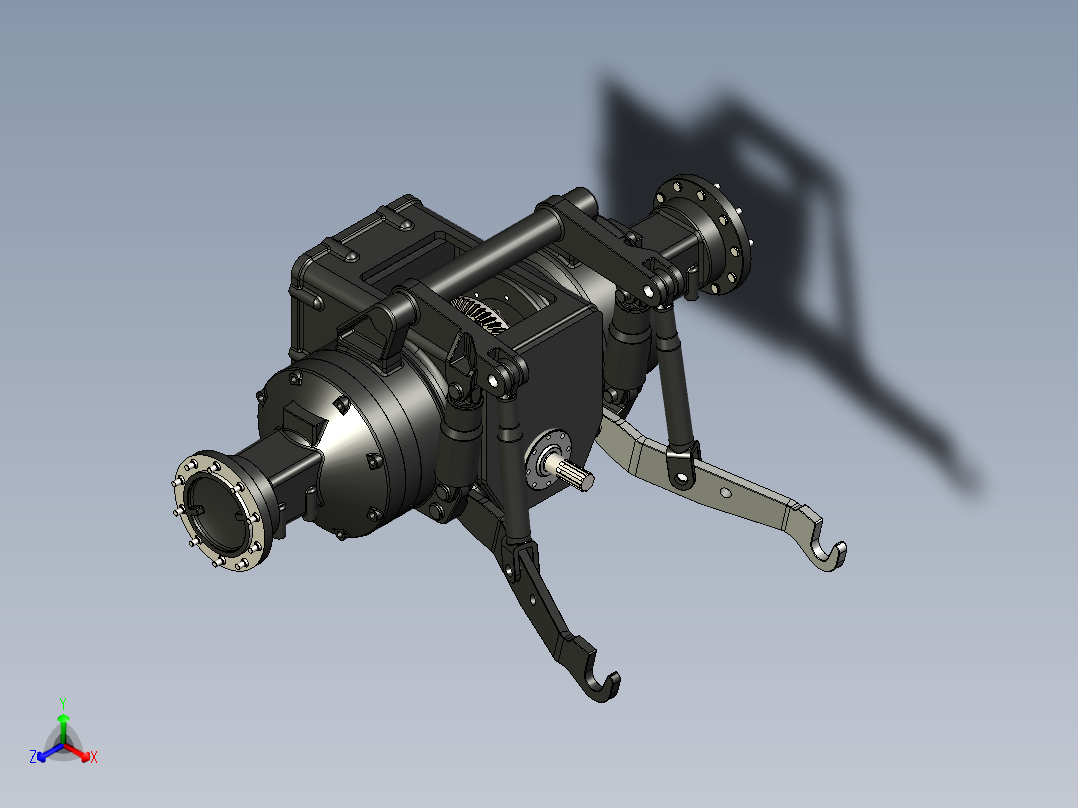 拖拉机后轴变速箱主视图