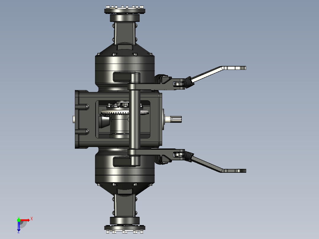 拖拉机后轴变速箱俯视图