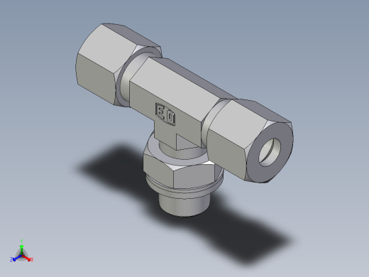 卡套式工业通用硬管接头EO_Adjustable_locknut_branch_tee_TEE08ZLRCF