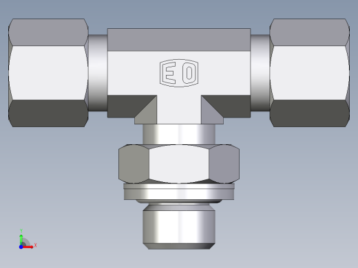 卡套式工业通用硬管接头EO_Adjustable_locknut_branch_tee_TEE08ZLRCF前视缩略图