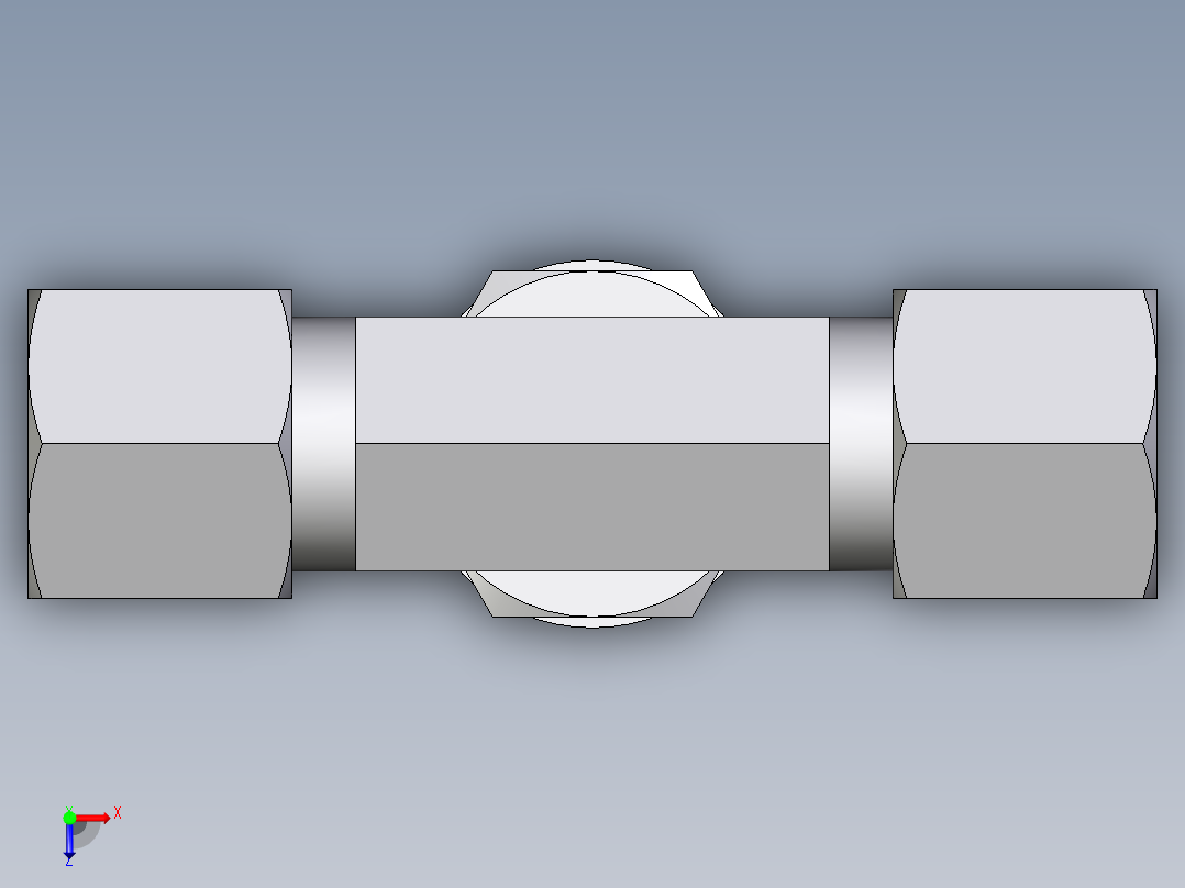 卡套式工业通用硬管接头EO_Adjustable_locknut_branch_tee_TEE08ZLRCF俯视图