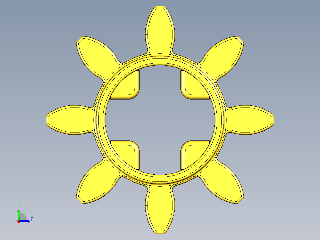 3647 Yellow Technic Gear 8 Tooth.STEP左视图