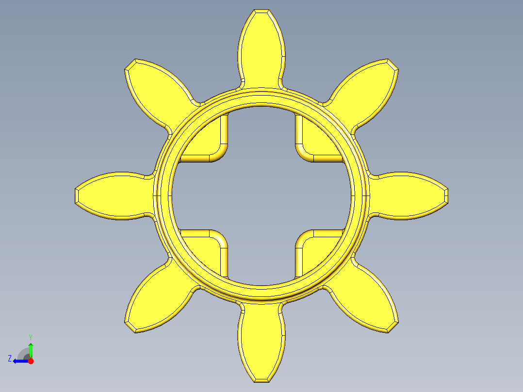 3647 Yellow Technic Gear 8 Tooth.STEP右视图