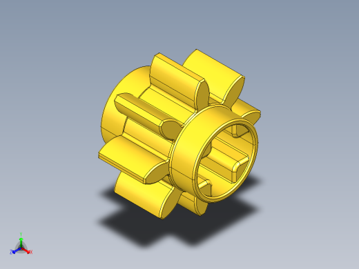 3647 Yellow Technic Gear 8 Tooth.STEP正等轴测缩略图