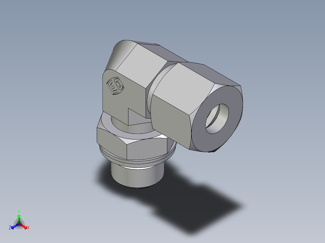 卡套式工业通用硬管接头EO_Adjustable_Locknut_elbow_WEE10SMCF正等轴测图