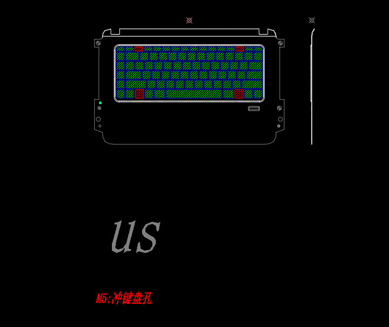 现代笔记本外壳冲键盘孔模具设计图
