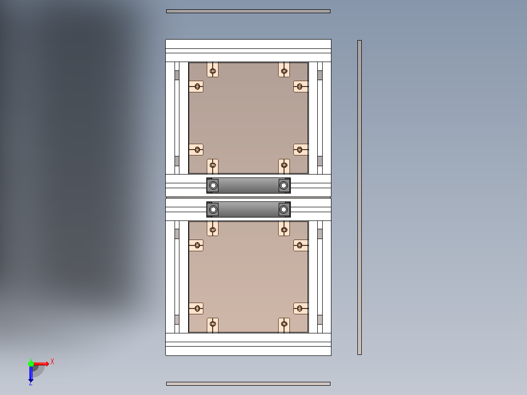 电控柜、铝型材框架俯视图