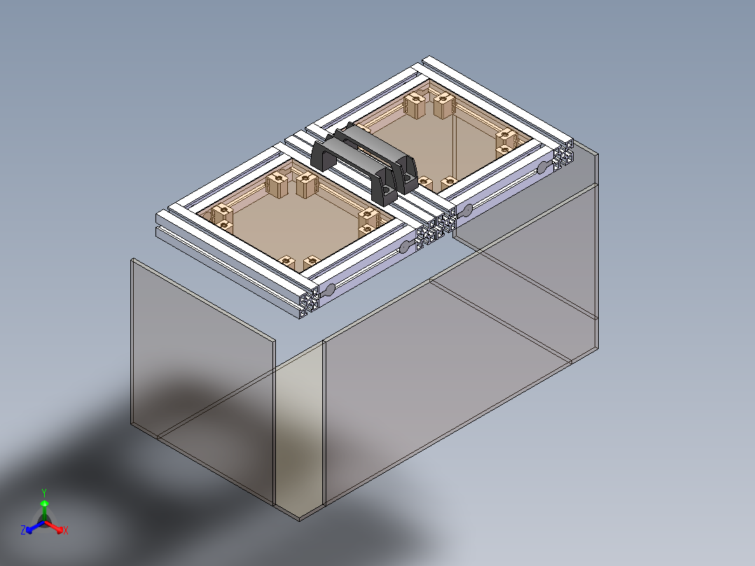 电控柜、铝型材框架正等轴测图